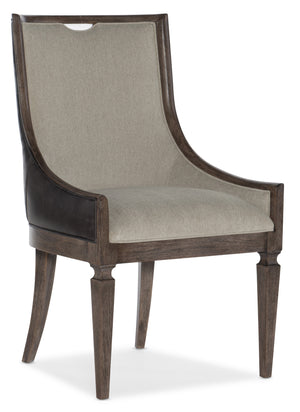Hooker Furniture - Set of 2 - Woodlands Traditional-Formal Host Chair in Rubberwood, Plywood, Fabric, Foam and Leather 5820-75500-84