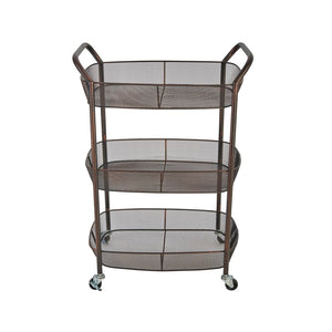 Sagebrook Home Contemporary Ec, 3-tier Metal Basket Bar Cart 11789 Bronze/copper Metal