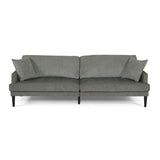 Malverne Contemporary 3 Seater Fabric Sofa with Accent Pillows, Gray and Dark Brown Noble House