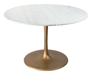 Zuo Modern Ithaca Marble, MDF, Steel, Aluminum Modern Commercial Grade Dining Table White, Gold Marble, MDF, Steel, Aluminum