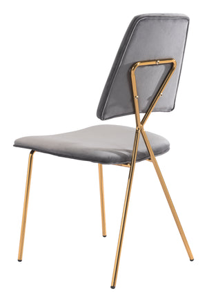 Zuo Modern Chloe 100% Polyester, Plywood, Steel Modern Commercial Grade Dining Chair Set - Set of 2 Gray, Gold 100% Polyester, Plywood, Steel