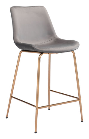 Zuo Modern Tony 100% Polyester, Plywood, Steel Modern Commercial Grade Counter Stool Gray, Gold 100% Polyester, Plywood, Steel