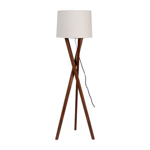 Sagebrook Home Contemporary Wood, 55"h Cylindrical Floor Lamp, Brown/off White 50732 Brown Mango Wood