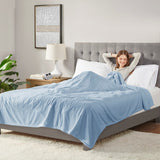 Serta Plush Heated Casual Blanket Light Blue Queen ST54-0131