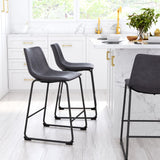 Zuo Modern Smart 100% Polyurethane, Plywood, Steel Transitional Commercial Grade Counter Stool Set - Set of 2 Charcoal, Black 100% Polyurethane, Plywood, Steel