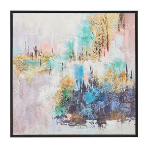 Sagebrook Home Contemporary 32x32 Handpainted Abstract Canvas, Multi 70163 Multi Polyester Canvas