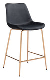 Zuo Modern Tony 100% Polyester, Plywood, Steel Modern Commercial Grade Counter Stool Black, Gold 100% Polyester, Plywood, Steel