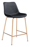 English Elm EE2713 100% Polyester, Plywood, Steel Modern Commercial Grade Counter Chair Black, Gold 100% Polyester, Plywood, Steel