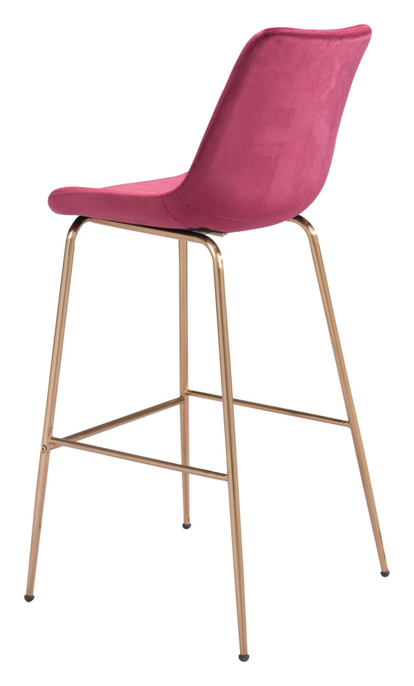 Zuo Modern Tony 100% Polyester, Plywood, Steel Modern Commercial Grade Barstool Red, Gold 100% Polyester, Plywood, Steel