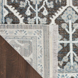 Nourison Lennox LEN02 Transitional Machine Made Power-loomed Indoor only Area Rug Charcoal/Ivory/Blue 9' x 12' 99446888143