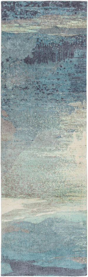 Felicity FCT-8000 Modern Polyester Rug FCT8000-268 Sky Blue, Aqua, Navy, Medium Gray, Khaki 100% Polyester 2'6" x 8'