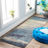 Felicity FCT-8000 Modern Polyester Rug FCT8000-268 Sky Blue, Aqua, Navy, Medium Gray, Khaki 100% Polyester 2'6" x 8'