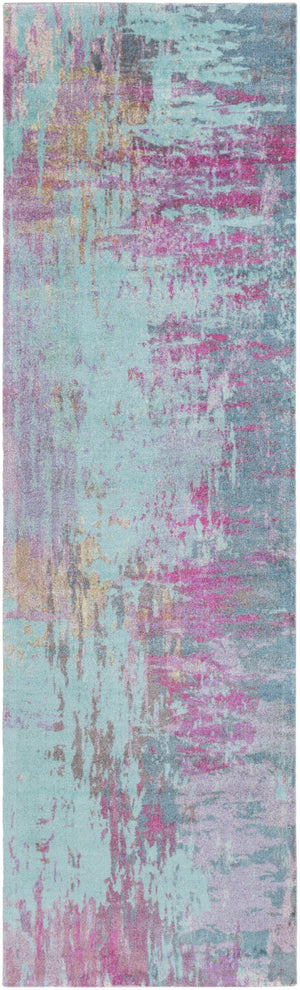 Felicity FCT-8003 Modern Polyester Rug FCT8003-268 Bright Purple, Teal, Bright Pink, Tan, Aqua 100% Polyester 2'6" x 8'