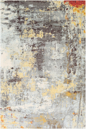 Felicity FCT-8008 Modern Polyester Rug FCT8008-576 Charcoal, Medium Gray, Moss, Pale Blue, Dark Red, Mustard, White 100% Polyester 5' x 7'6"