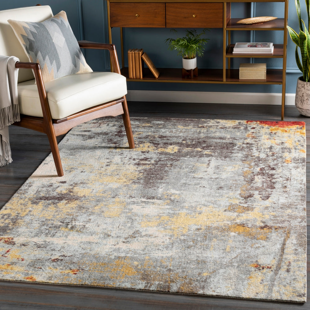 Felicity FCT-8008 Modern Polyester Rug FCT8008-576 Charcoal, Medium Gray, Moss, Pale Blue, Dark Red, Mustard, White 100% Polyester 5' x 7'6"
