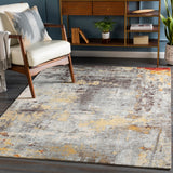 Felicity FCT-8008 Modern Polyester Rug FCT8008-810 Charcoal, Medium Gray, Moss, Pale Blue, Dark Red, Mustard, White 100% Polyester 8' x 10'