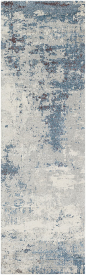 Felicity FCT-8010 Modern Polyester Rug FCT8010-268 Bright Blue, Charcoal, Cream 100% Polyester 2'6" x 8'