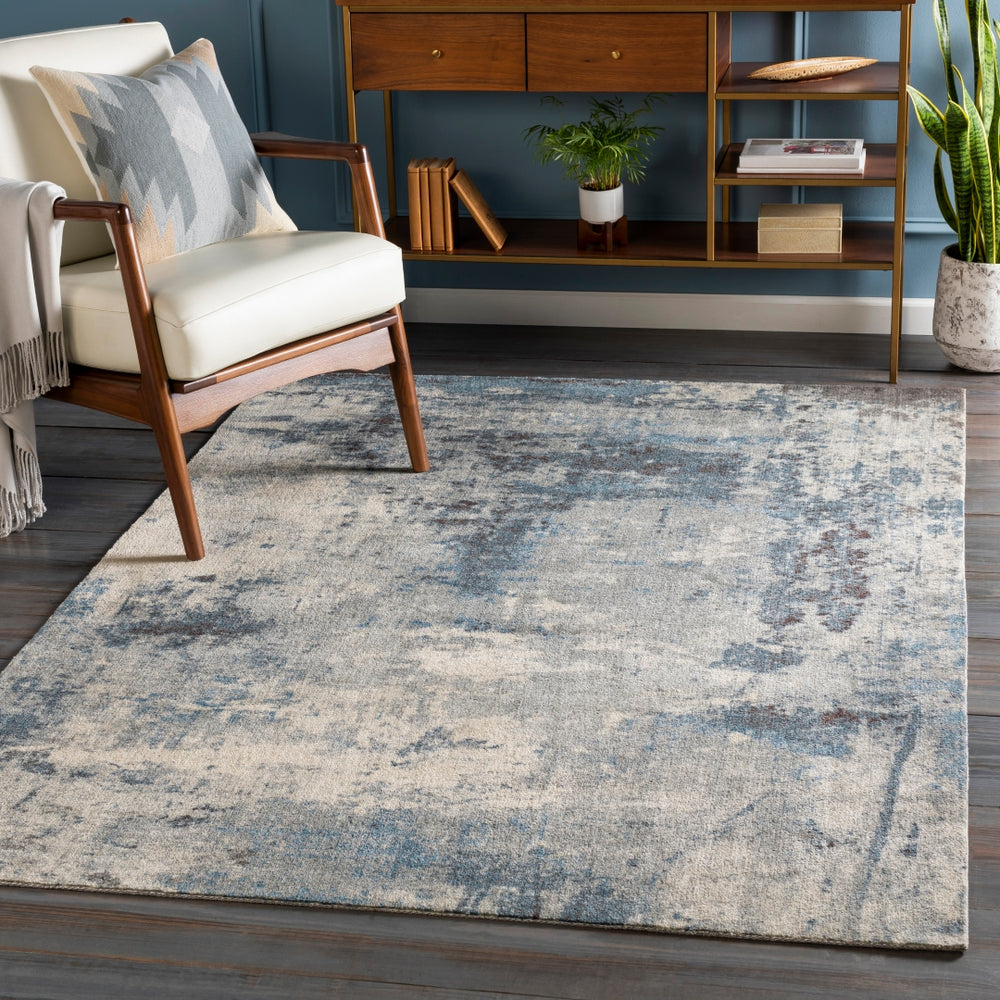 Felicity FCT-8010 Modern Polyester Rug FCT8010-576 Bright Blue, Charcoal, Cream 100% Polyester 5' x 7'6"
