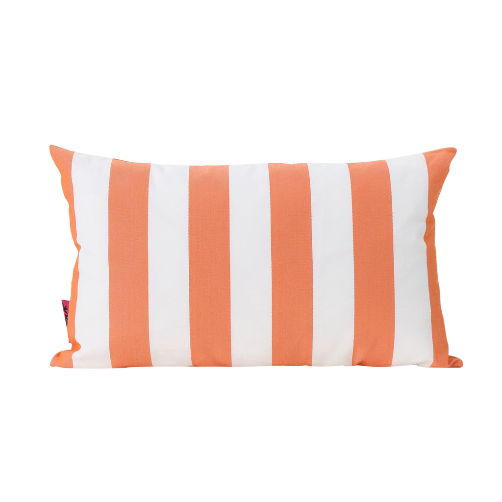 Megumi Indoor Orange Striped Water Resistant Rectangular Throw Pillow Noble House
