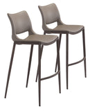 Zuo Modern Ace 100% Polyurethane, Plywood, Steel Modern Commercial Grade Barstool Set - Set of 2 Gray, Walnut 100% Polyurethane, Plywood, Steel