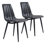 English Elm EE2696 100% Polyurethane, Plywood, Steel Modern Commercial Grade Dining Chair Set - Set of 2 Vintage Black, Black 100% Polyurethane, Plywood, Steel