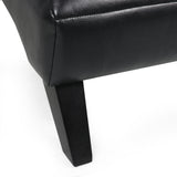 Stillmore Contemporary Channel Stitch Chaise Lounge, Midnight Black and Dark Brown Noble House