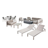 Cape Coral Outdoor 18 Piece Aluminum Estate Collection with Fire Pit