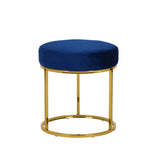 VIG Furniture Modrest Elmont Modern Blue Velvet & Gold Stool Ottoman VGFH-FDC8017-BLU