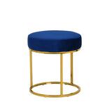 VIG Furniture Modrest Elmont Modern Blue Velvet & Gold Stool Ottoman VGFH-FDC8017-BLU