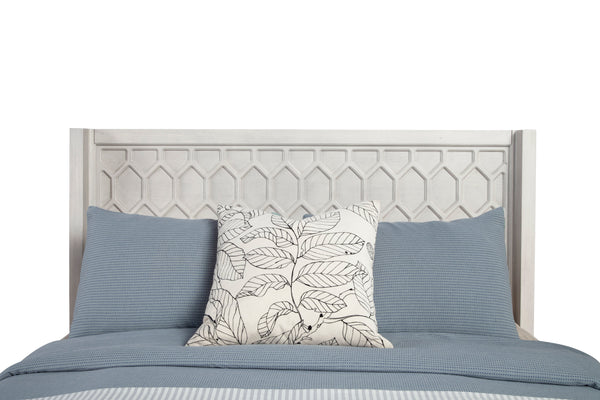 Denver Panel Bed with Honeycomb Design Headboard – Stylish Gray Mahogany Frame for Any Bedroom