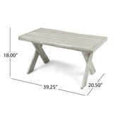Noble House Eaglewood Outdoor Acacia Wood Coffee Table, Light Grey