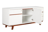 Alpine Furniture Dakota TV Console 1974-10 White with Acorn Accents Mahogany Solids & Veneer 64.5 x 18 x 28.5