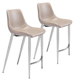 English Elm EE2647 100% Polyurethane, Plywood, Stainless Steel Modern Commercial Grade Counter Chair Set - Set of 2 Gray, Silver 100% Polyurethane, Plywood, Stainless Steel