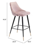 Zuo Modern Piccolo 100% Polyester, Plywood, Steel Modern Commercial Grade Barstool Pink, Black, Gold 100% Polyester, Plywood, Steel