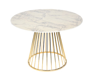 VIG Furniture Modrest Holly Modern White & Gold Round Dining Table VGFH-FDT7012-WHT