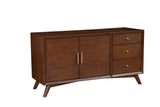 Alpine Furniture Flynn Sideboard, Walnut 966WAL-64 Walnut Mahogany Solids & Okoume Veneer 58 x 19 x 30