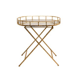 Sagebrook Home Glam Oval Gold Metal Accent Table, Mirror Top 12283-03 Gold Metal