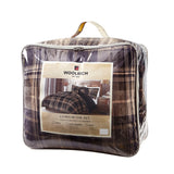 Alton Lodge/Cabin 100% Polyester Printed Low Pile Velour to Berber Comforter Set in Tan Plaid