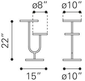 Zuo Modern Marc Marble, Iron Modern Commercial Grade Side Table White, Gold Marble, Iron