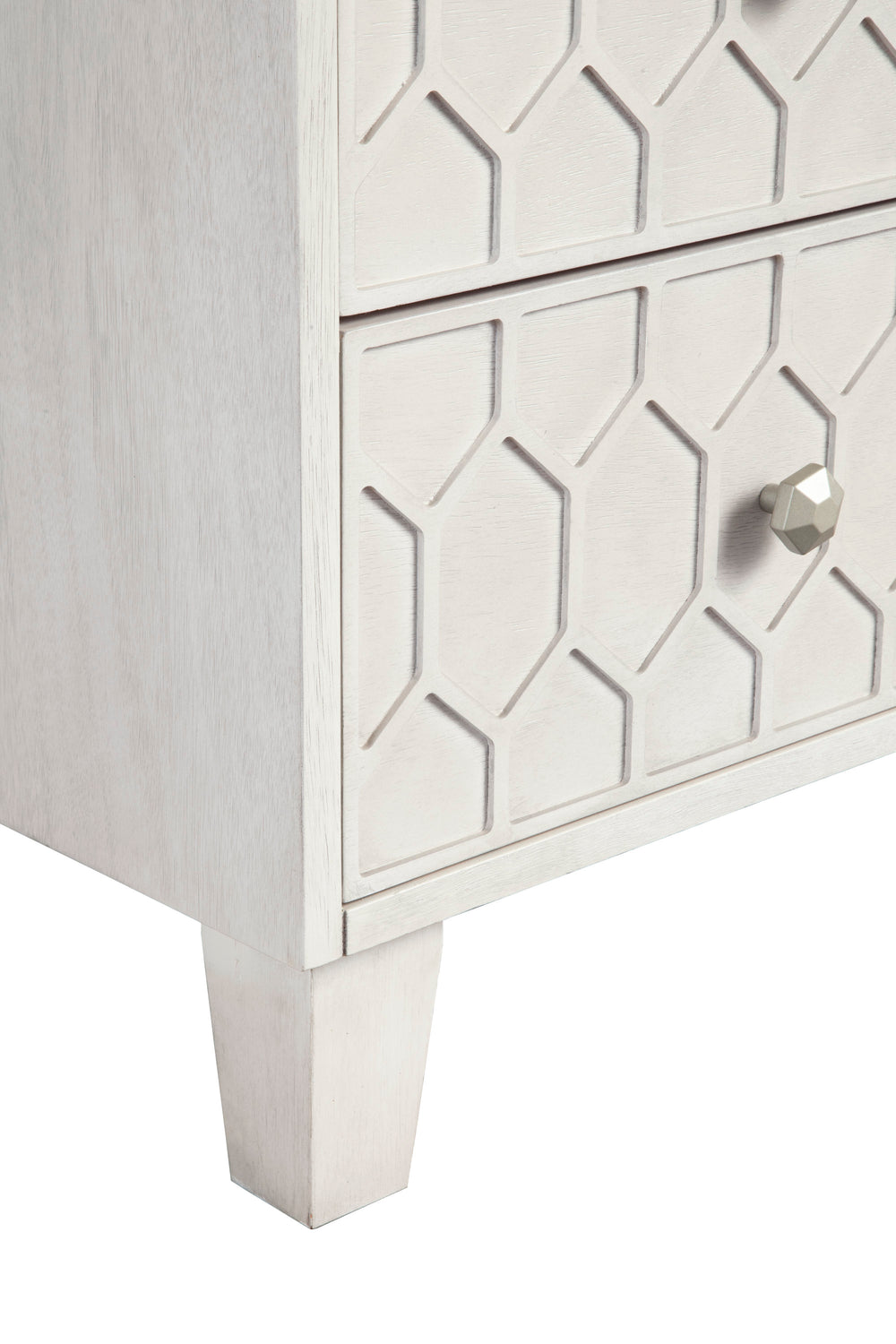 Denver Three Drawer Small Chest – Modern Honeycomb Design, Gray Mahogany, Felt-Lined Top Drawer, Chic Storage