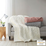 Madison Park Chenille Chunky Knit Casual 100% Polyester Solid Chenille Chunky Knit Throw Blush 50x60'' MP50-7675