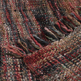 Noble House Grasmere Boho Handcrafted Fabric Throw Blanket, Dark Multicolor