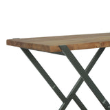 Oxbow Modern Industrial Handcrafted Wood Side Table, Light Walnut and Gray Noble House