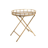 Glam Oval Gold Metal Accent Table, Mirror Top