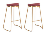 Zuo Modern Bree 100% Polyurethane, Plywood, Stainless Steel Modern Commercial Grade Barstool Set - Set of 2 Burgundy, Gold 100% Polyurethane, Plywood, Stainless Steel