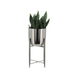 Sagebrook Home Contemporary Set of 3 -  Metal Planters On Stand 40/30/20"h, Silver/sil 14630-03 Silver Iron