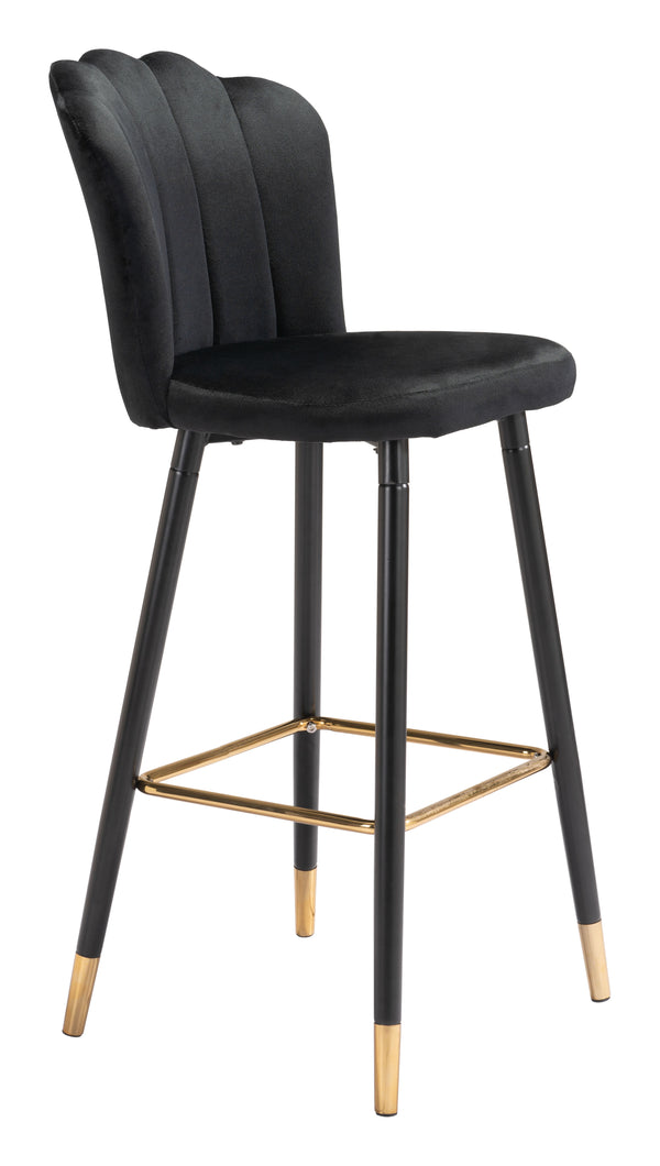 Zuo Modern Zinclair 100% Polyester, Plywood, Steel Modern Commercial Grade Barstool Black, Gold 100% Polyester, Plywood, Steel