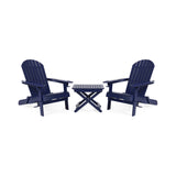 Bellwood Outdoor Acacia Wood 2 Seater Folding Chat Set, Navy Blue Noble House