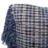 Dunibar Hand-Loomed Boho Pillow Cover, Blue and Natural Noble House