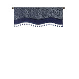 Aubrey Traditional 100% Polyester Jacquard Window Valance w/ Beads Navy 50"W x 18"L
